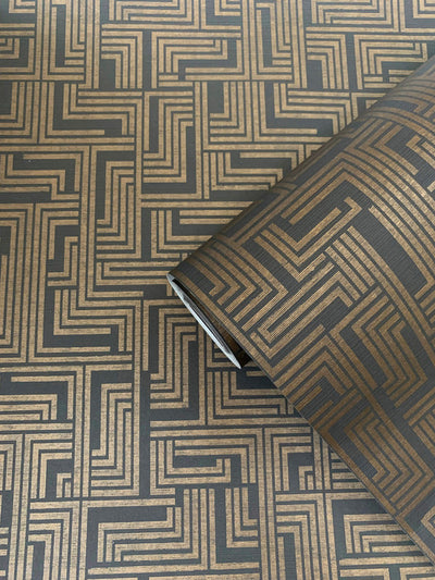 product image for Geometric Wallpaper in Bronze/Black 7