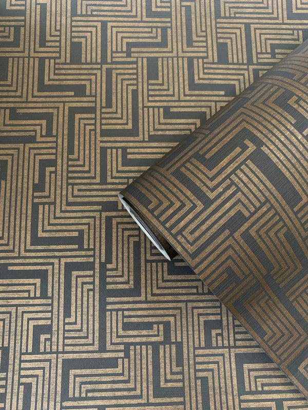 media image for Geometric Wallpaper in Bronze/Black 293