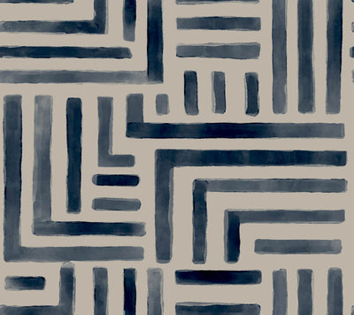 product image of Painterly Labyrinth Wallpaper in Navy 542