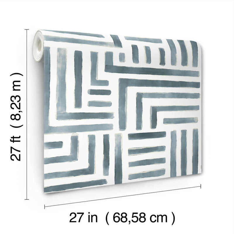 media image for Painterly Labyrinth Wallpaper in Aqua 29