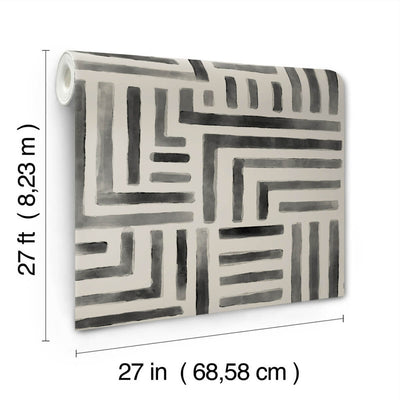 product image for Painterly Labyrinth Wallpaper in Charcoal 92