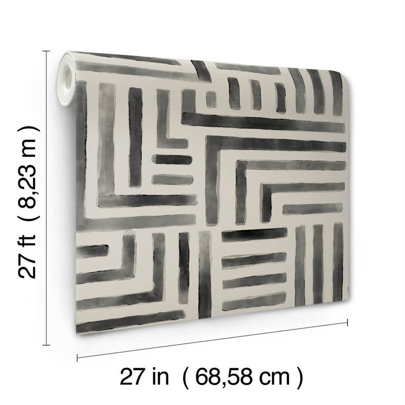 media image for Painterly Labyrinth Wallpaper in Charcoal 241