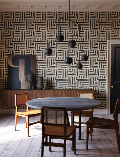 product image for Painterly Labyrinth Wallpaper in Charcoal 57