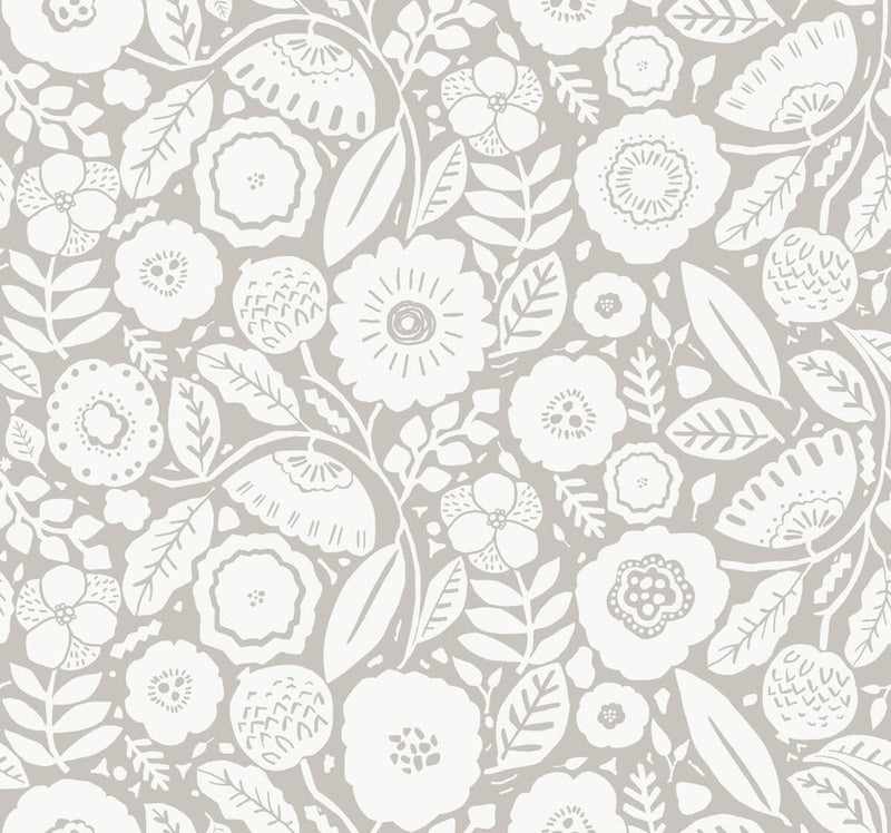 media image for Camille Blossom Wallpaper in Grey 221