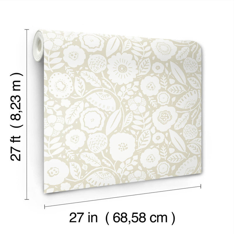 media image for Camille Blossom Wallpaper in Linen 241