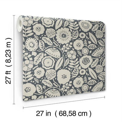 product image for Camille Blossom Wallpaper in Charcoal 44