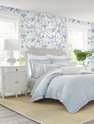 product image for Floral Trail Peel & Stick Wallpaper in Bluestone by Lillian August for NextWall 14