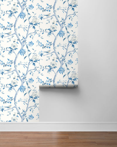 product image for Floral Trail Peel & Stick Wallpaper in Bluestone by Lillian August for NextWall 29