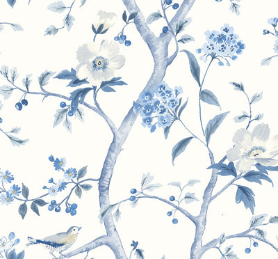 product image of Floral Trail Peel & Stick Wallpaper in Bluestone by Lillian August for NextWall 573
