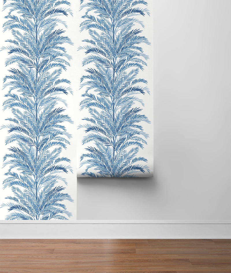 media image for Keana Palm Peel & Stick Wallpaper in Coastal Blue by Lillian August for NextWall 279