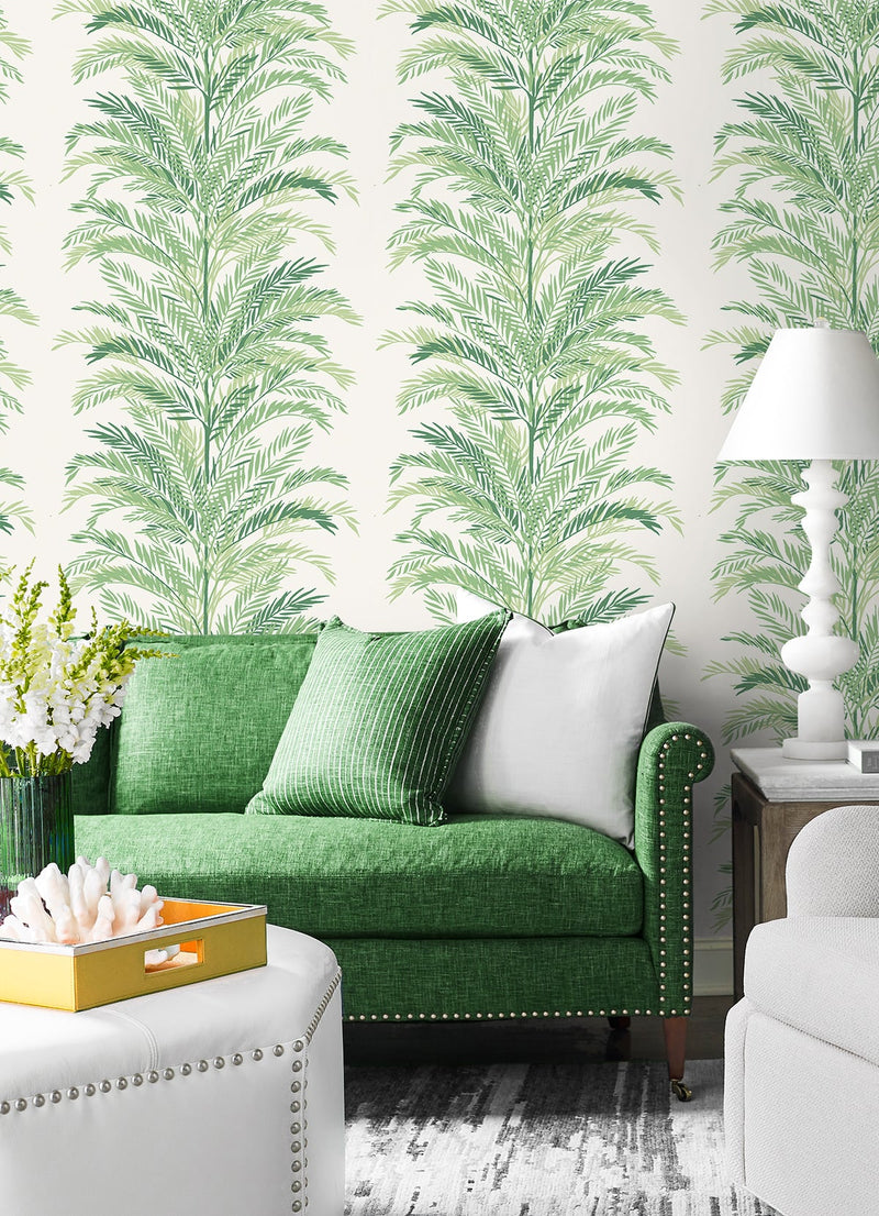 media image for Keana Palm Peel & Stick Wallpaper in Paradise Green by Lillian August for NextWall 27