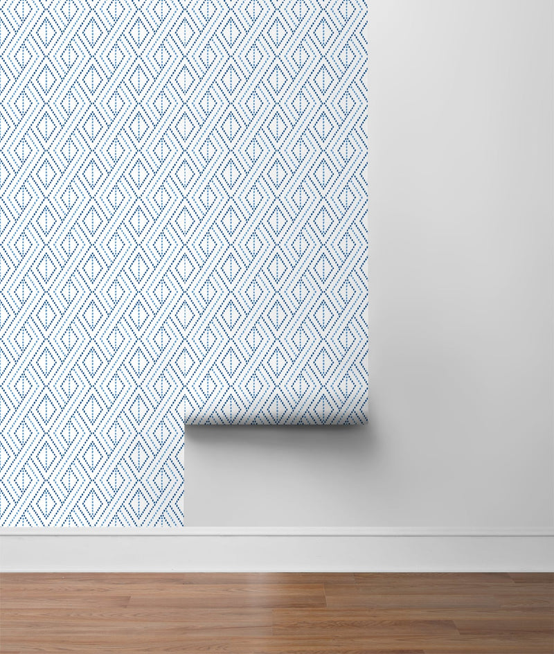 media image for Boho Grid Peel & Stick Wallpaper in Denim Blue by Lillian August for NextWall 23