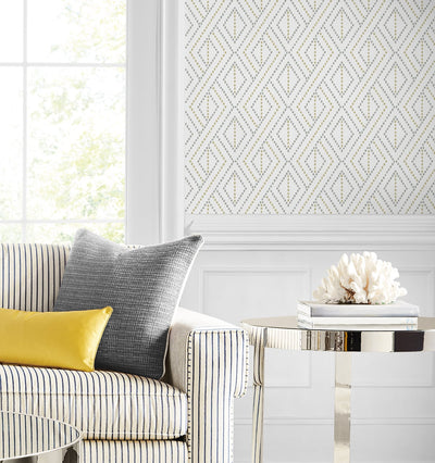 product image for Boho Grid Peel & Stick Wallpaper in Argos Grey/Yellow by Lillian August for NextWall 59