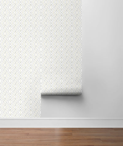 product image for Boho Grid Peel & Stick Wallpaper in Argos Grey/Yellow by Lillian August for NextWall 32