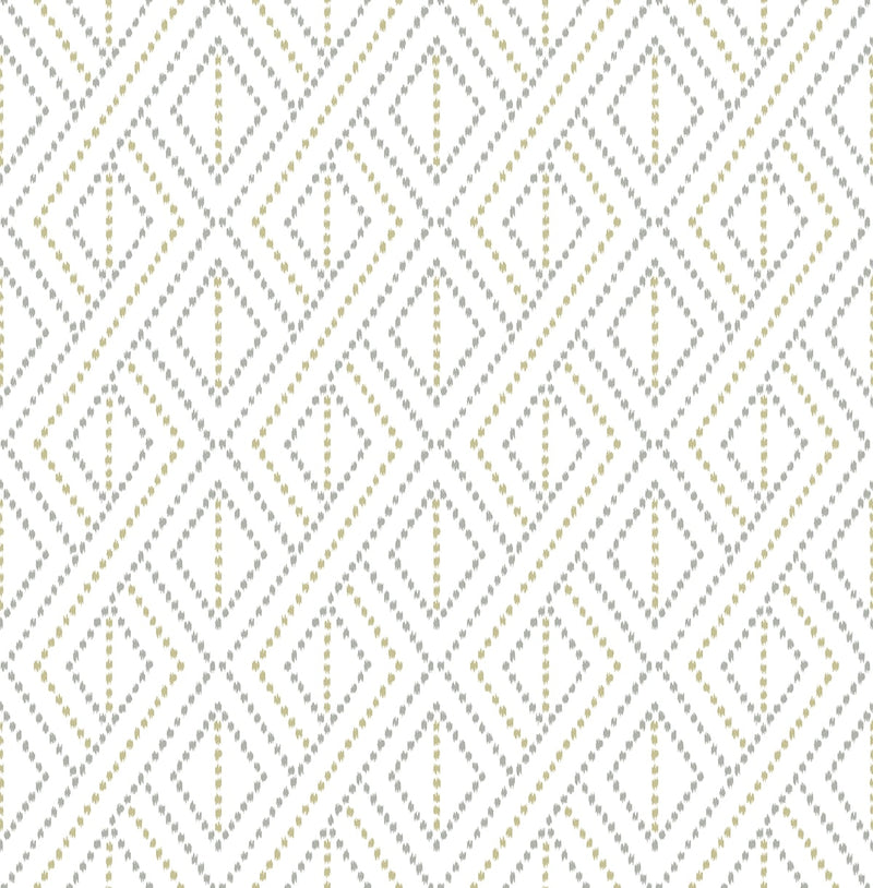 media image for Boho Grid Peel & Stick Wallpaper in Argos Grey/Yellow by Lillian August for NextWall 279