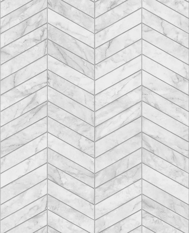 media image for Marbled Chevron Peel & Stick Wallpaper in Calcutta/Argos Grey by Lillian August for NextWall 255