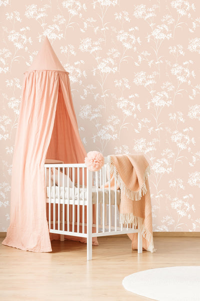 product image for Floral Mist Peel & Stick Wallpaper in Peach Petal by Lillian August for NextWall 71