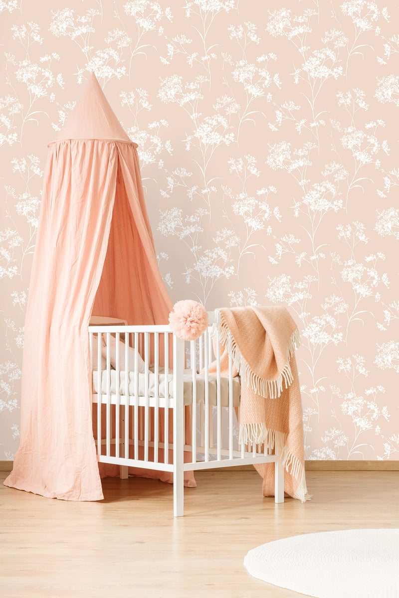 media image for Floral Mist Peel & Stick Wallpaper in Peach Petal by Lillian August for NextWall 21