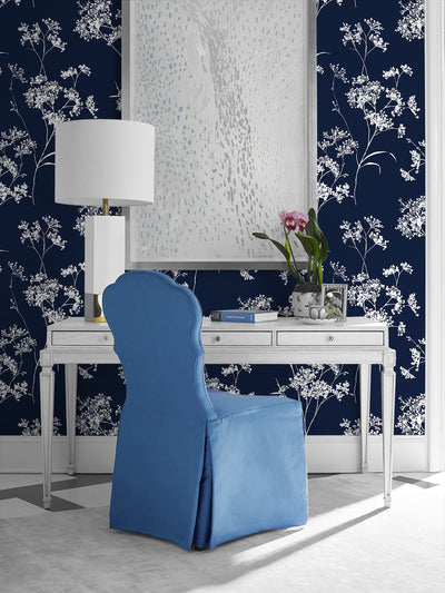 product image for Floral Mist Peel & Stick Wallpaper in Hampton Blue by Lillian August for NextWall 15