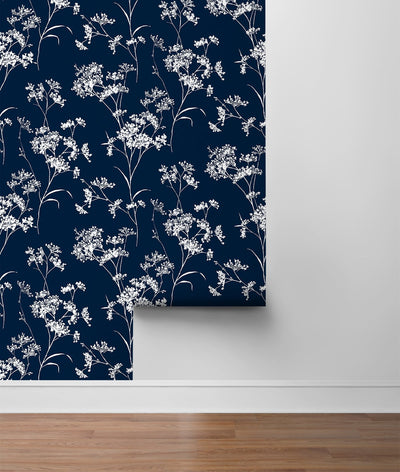 product image for Floral Mist Peel & Stick Wallpaper in Hampton Blue by Lillian August for NextWall 63