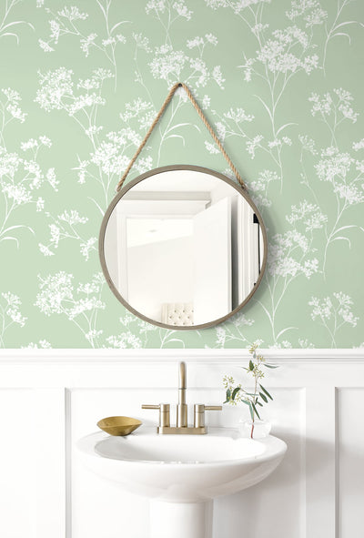 product image for Floral Mist Peel & Stick Wallpaper in Seacrest Green by Lillian August for NextWall 21