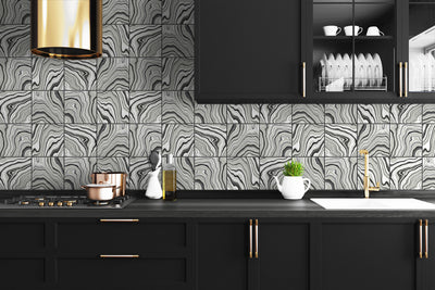 product image for Marbled Tile Peel & Stick Wallpaper in Ebony/Silver by Lillian August for NextWall 2