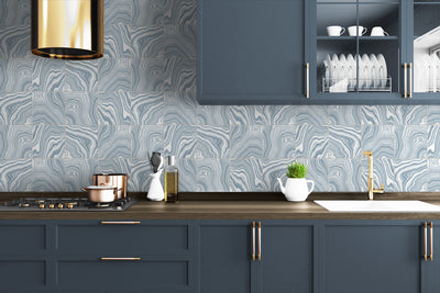 product image for Marbled Tile Peel & Stick Wallpaper in Lakeside by Lillian August for NextWall 43