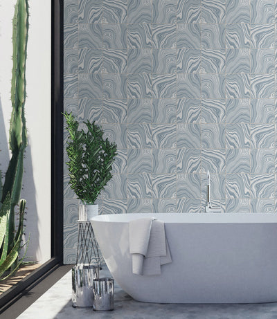 product image for Marbled Tile Peel & Stick Wallpaper in Lakeside by Lillian August for NextWall 71