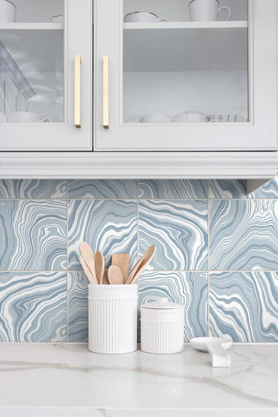 product image for Marbled Tile Peel & Stick Wallpaper in Lakeside by Lillian August for NextWall 37