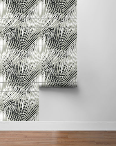 product image for Palm Tile Peel & Stick Wallpaper in Ebony/Fieldstone by Lillian August for NextWall 27