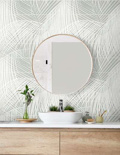 product image for Palm Tile Peel & Stick Wallpaper in Sea Salt by Lillian August for NextWall 55