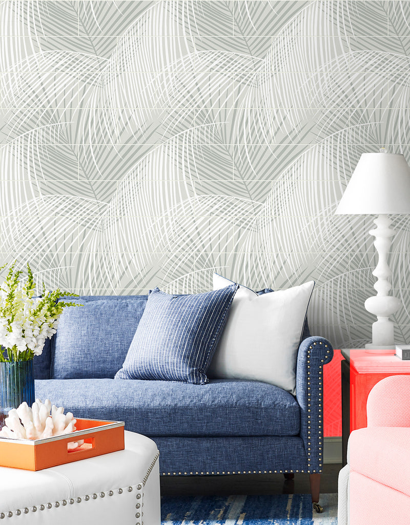 media image for Palm Tile Peel & Stick Wallpaper in Sea Salt by Lillian August for NextWall 224