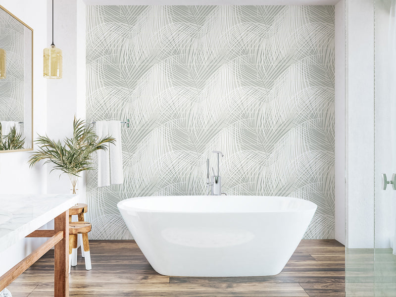 media image for Palm Tile Peel & Stick Wallpaper in Sea Salt by Lillian August for NextWall 284