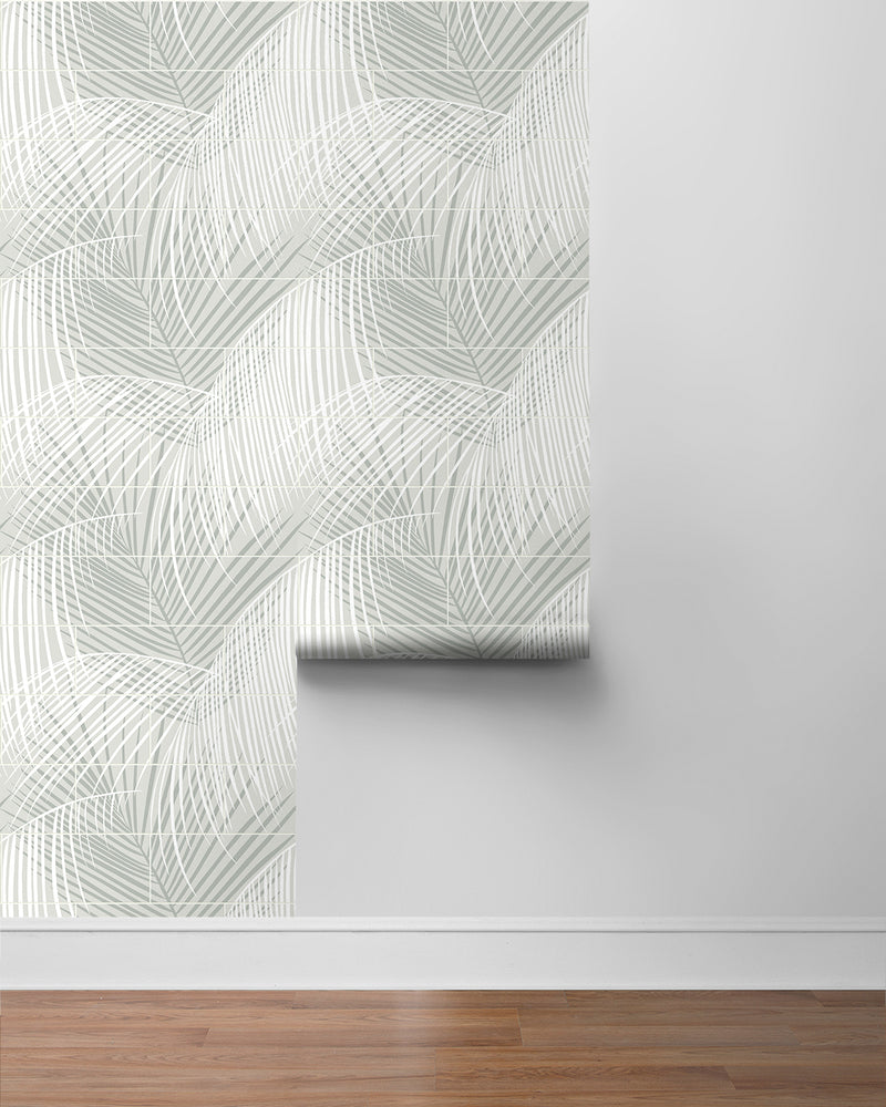 media image for Palm Tile Peel & Stick Wallpaper in Sea Salt by Lillian August for NextWall 226