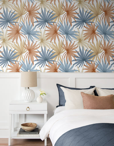 product image for Tropic Palm Toss Wallpaper in Charlotte Blue/Soft Melon by Lillian August 79