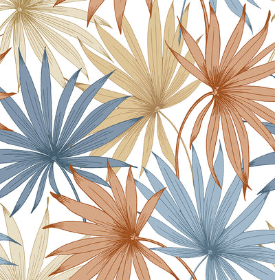 product image of Tropic Palm Toss Wallpaper in Charlotte Blue/Soft Melon by Lillian August 560