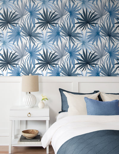 product image for Tropic Palm Toss Wallpaper in Blue Seas by Lillian August 51