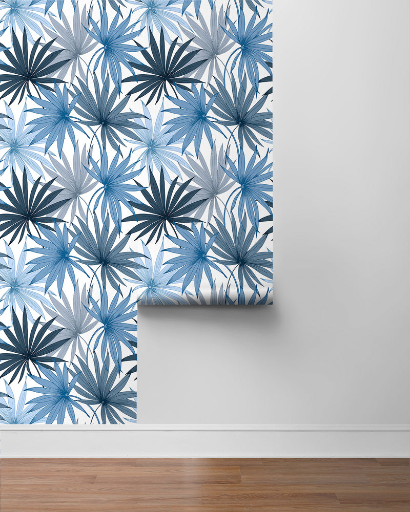 media image for Tropic Palm Toss Wallpaper in Blue Seas by Lillian August 275