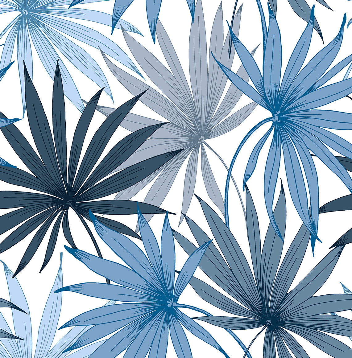 Shop Sample Tropic Palm Toss Wallpaper in Blue Seas by Lillian August ...