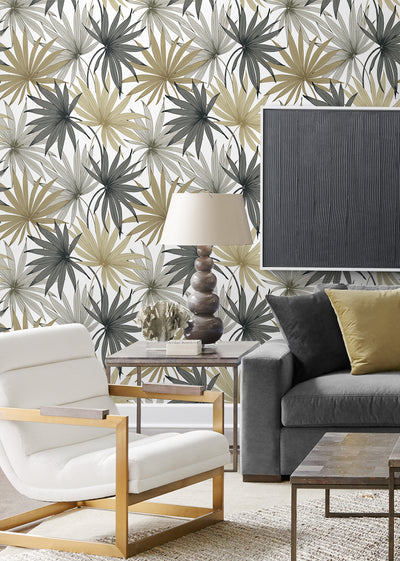 product image for Tropic Palm Toss Wallpaper in Harbor Grey/Khaki by Lillian August 52