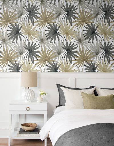 product image for Tropic Palm Toss Wallpaper in Harbor Grey/Khaki by Lillian August 64