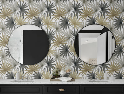 product image for Tropic Palm Toss Wallpaper in Harbor Grey/Khaki by Lillian August 32