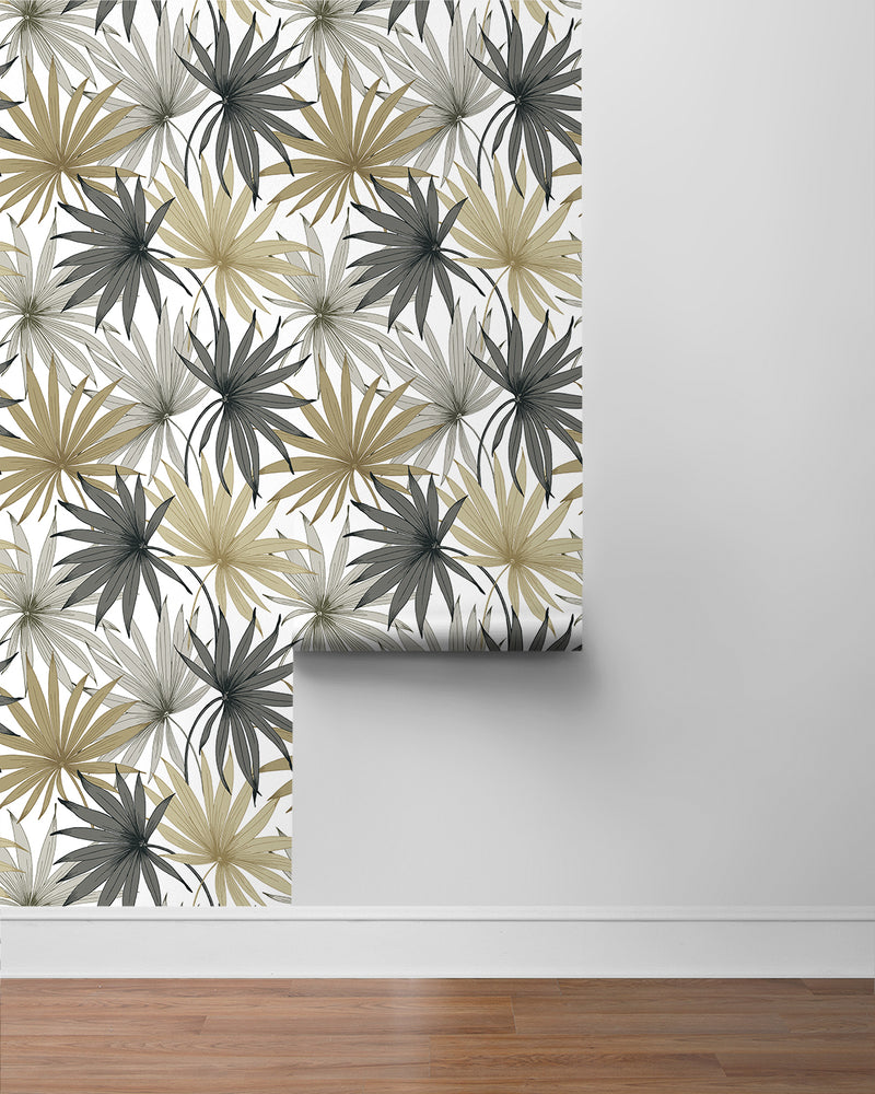 media image for Tropic Palm Toss Wallpaper in Harbor Grey/Khaki by Lillian August 282