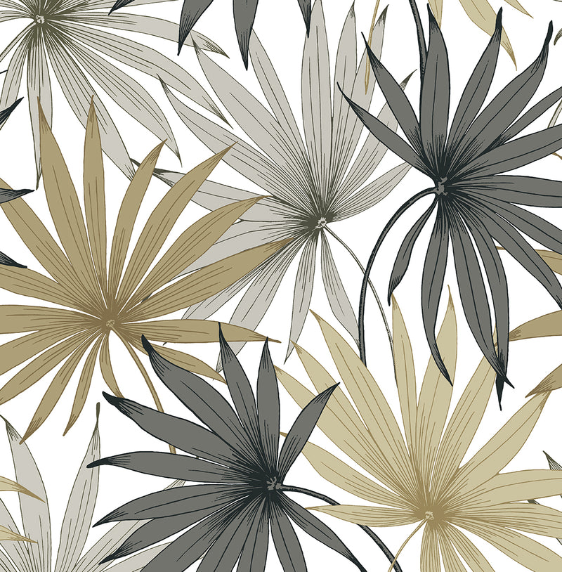 media image for Tropic Palm Toss Wallpaper in Harbor Grey/Khaki by Lillian August 275