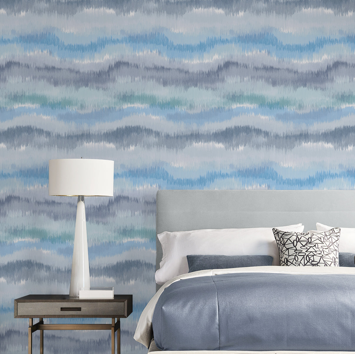 Shop Ikat Waves Peel & Stick Wallpaper in Lakeside | Burke Decor