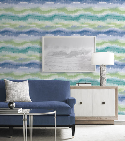 product image for Ikat Waves Wallpaper in Seaglass by Lillian August 55