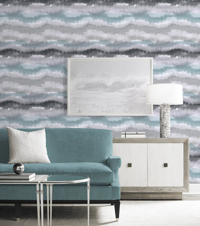 product image for Ikat Waves Wallpaper in Morning Fog by Lillian August 80