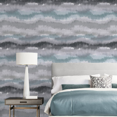 product image for Ikat Waves Wallpaper in Morning Fog by Lillian August 77