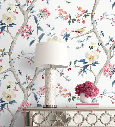 product image for Sparrow Haven Wallpaper in Riviera Blue & Berry 98