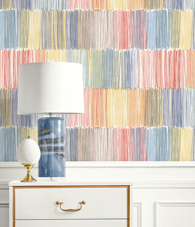 product image for Arielle Abstract Stripe Wallpaper in Summer Sky 88